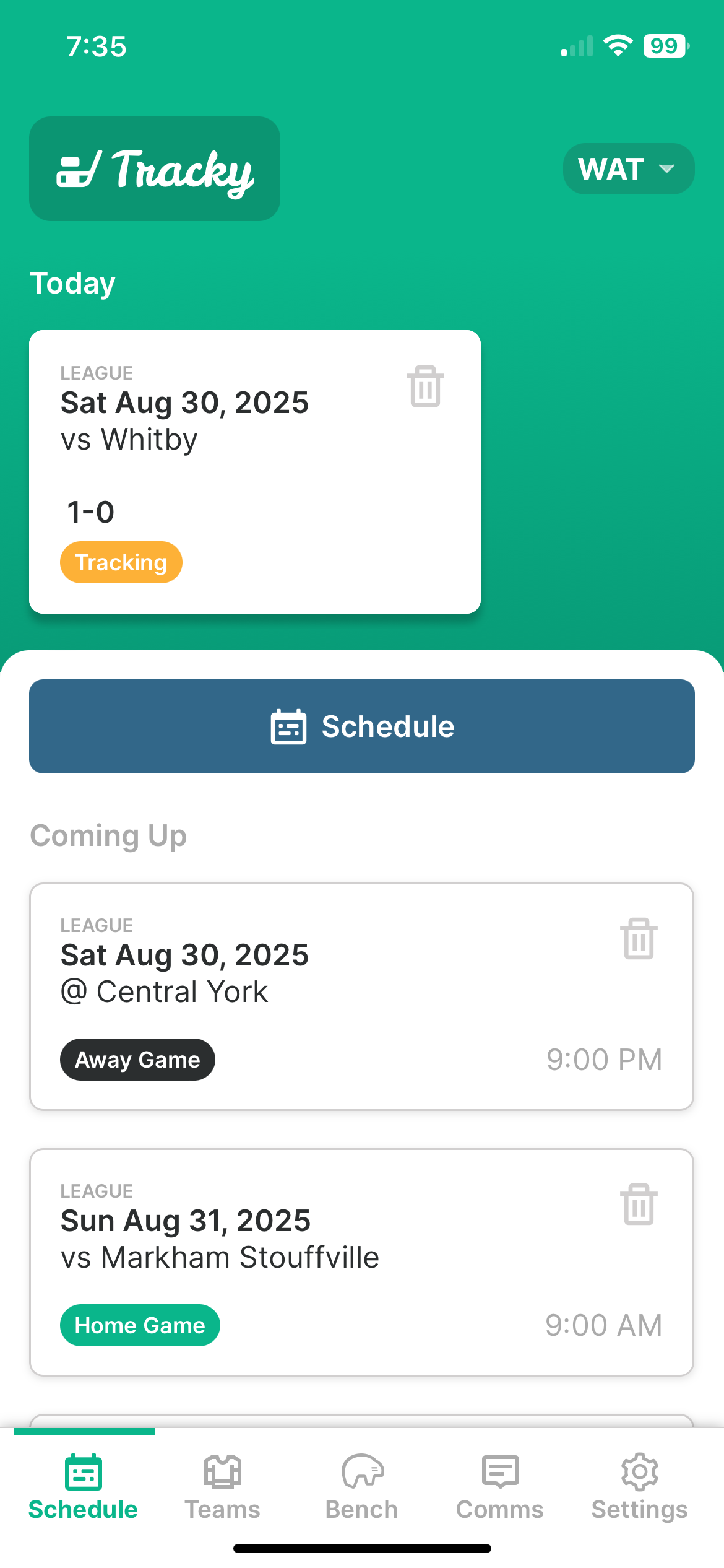 Tracky App Dashboard