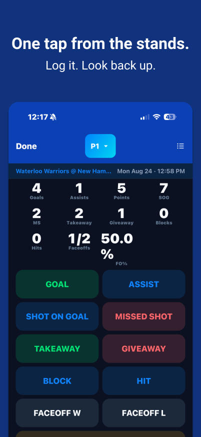 KeepBook tracker: one tap from the stands. Log it. Look back up.